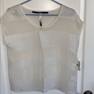 Kensie sheer top ivory size Medium NWT sequin